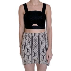 Eight Sixty Black & White Patterned Skirt